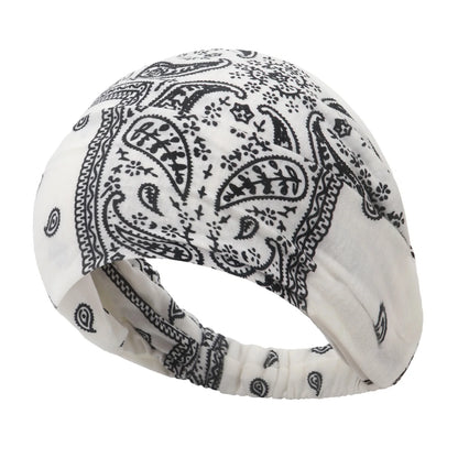 New Boho Women Bandana Headband Stretchy Wide Yoga Sweatbands Headwrap Vintage Bohemian Wide Hairband Hair Accessories