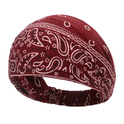 New Boho Women Bandana Headband Stretchy Wide Yoga Sweatbands Headwrap Vintage Bohemian Wide Hairband Hair Accessories