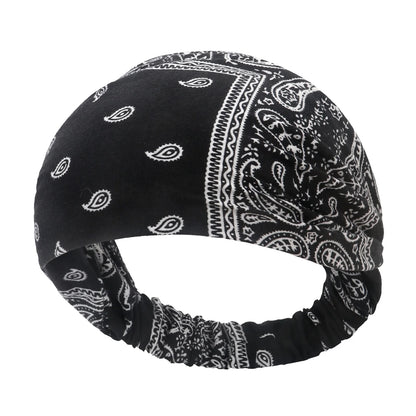 New Boho Women Bandana Headband Stretchy Wide Yoga Sweatbands Headwrap Vintage Bohemian Wide Hairband Hair Accessories
